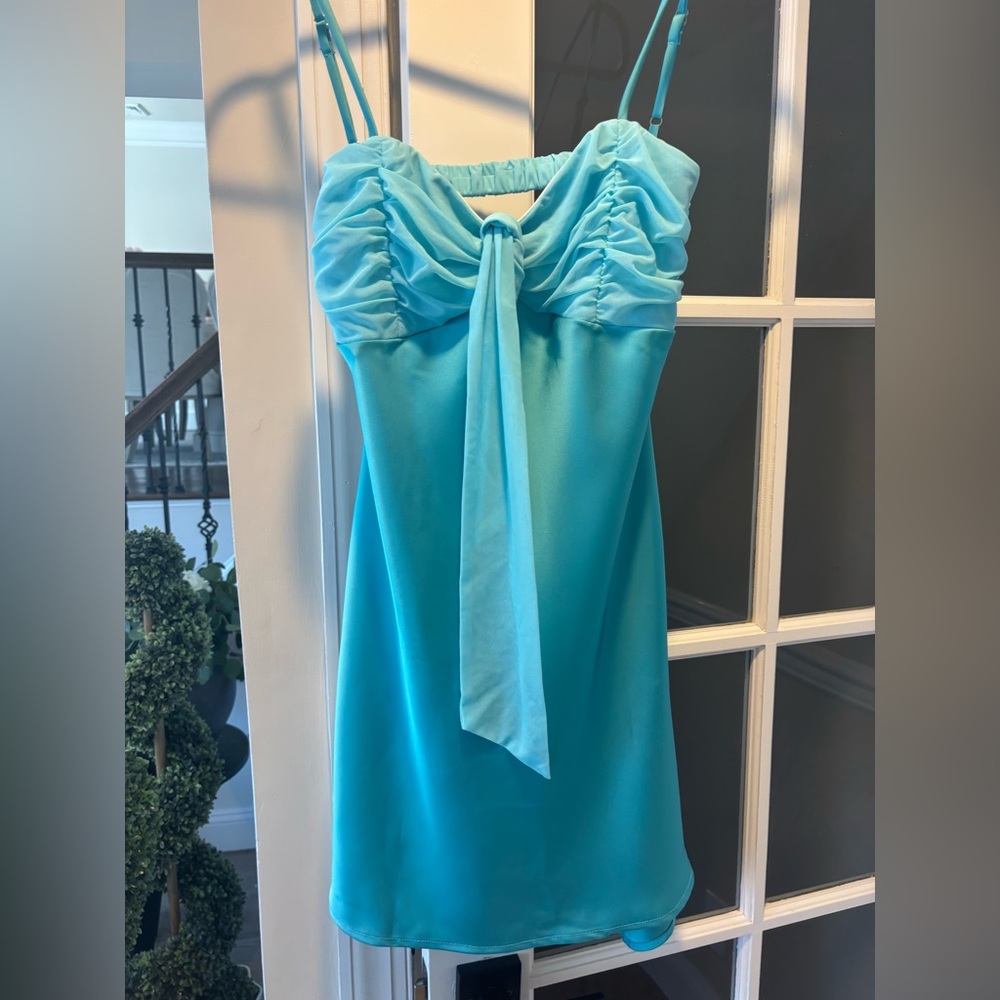 Women's Elegant Blue Soft Satin Turquoise Dress - XL/10 - NWT